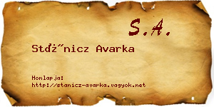 Stánicz Avarka névjegykártya